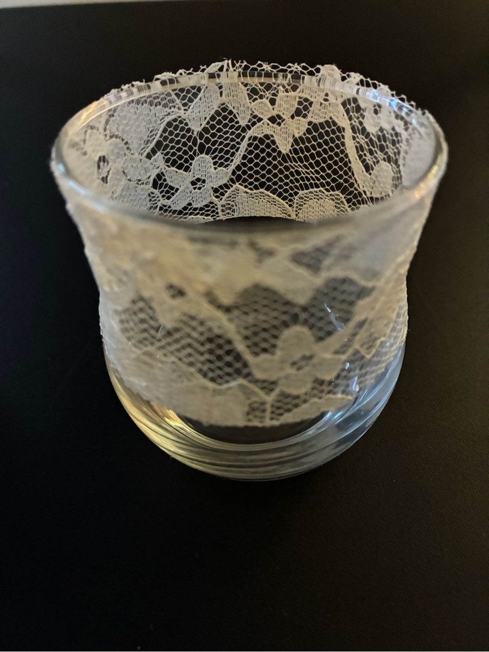 SET OF 6
Delicate Off-White Lace-Wrapped Glass Votive Holder
